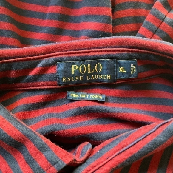 Men’s used Ralph Lauren polo golf shirt size XL red blue striped retro vintage - Picture 2 of 4